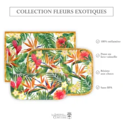 Plateau de service fleurs exotiques 50cm
