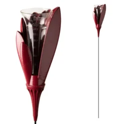 Pluviomètre de jardin design rouge