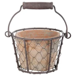 Porte pot métal et pot en terre cuite