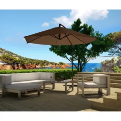 Porticcio parasol marron déporté rond 3 x 3 m