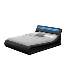 Portland lit coffre avec led 140 x 190 cm noir