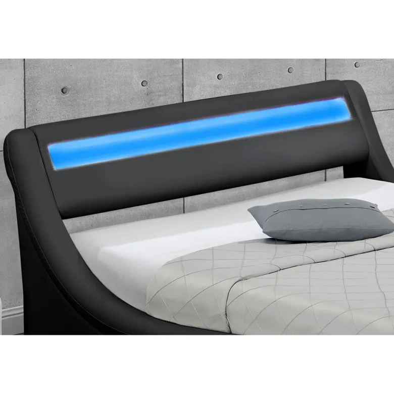Portland lit coffre avec led 140 x 190 cm noir