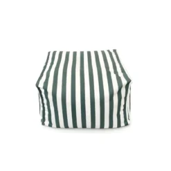 Positano pouf exterieur rayé vert déperlant 55x65x35 cm