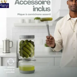 Pot à cornichon 1300 ml retournable avec pique inclus