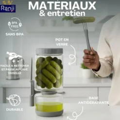 Pot à cornichon 1300 ml retournable avec pique inclus