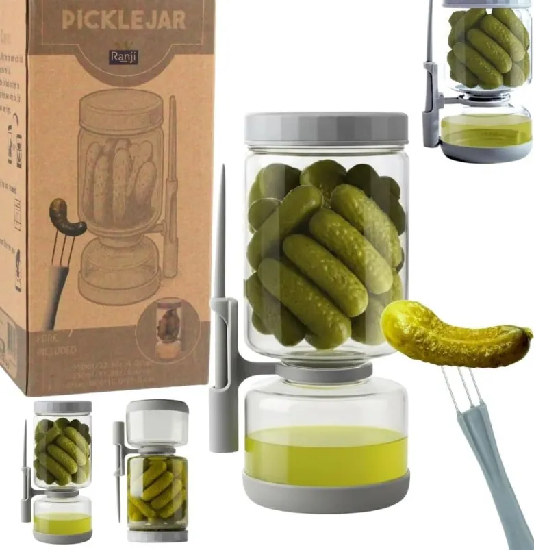 Pot à cornichon 1300 ml retournable avec pique inclus