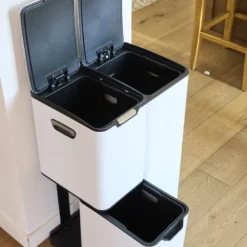 Poubelle de tri inox haja 60l 3bacs