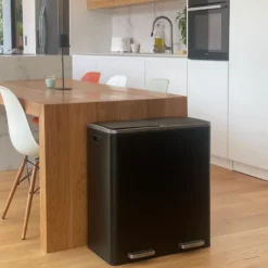 Poubelle de tri inox major 60l 2bacs