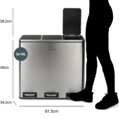 Poubelle de tri à pédale 3 x 18 l, inox edition - n°982