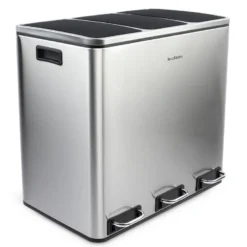 Poubelle de tri à pédale 3 x 18 l, inox edition - n°982