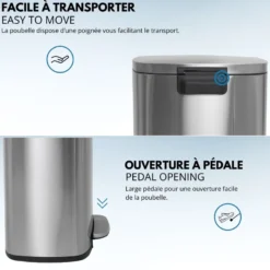 Poubelle à pédale inox admiral 50l