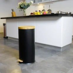 Poubelle à pédale inox bois forest 30l