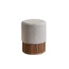 Pouf en teck et tissu bouclette 38 cm