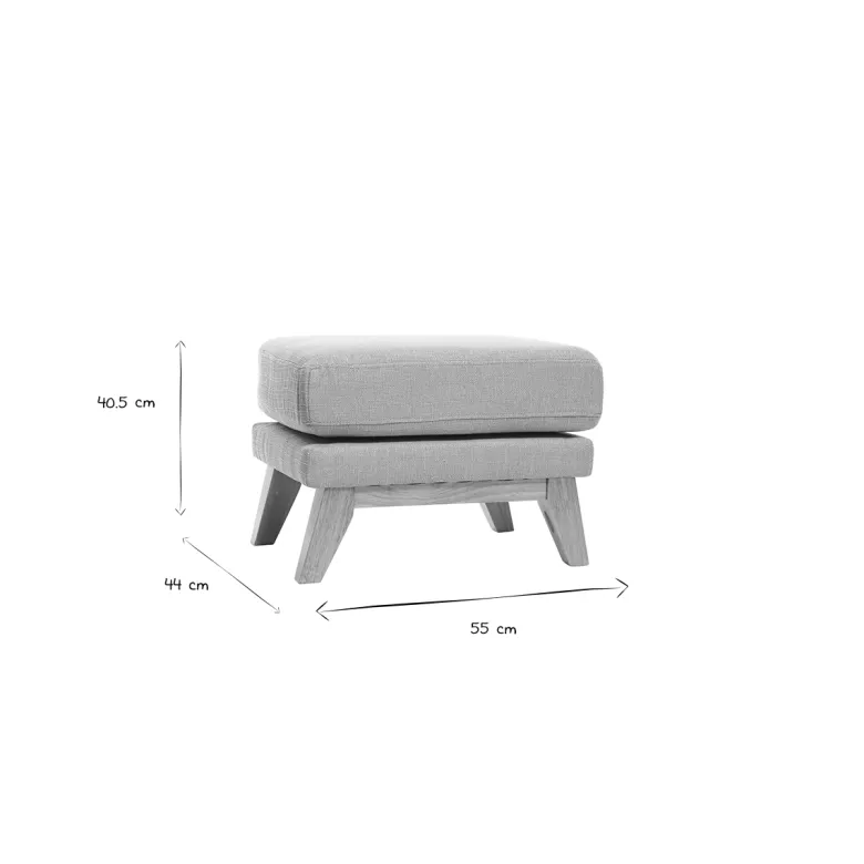 Pouf repose-pieds déhoussable en tissu vert lagon et bois clair oslo