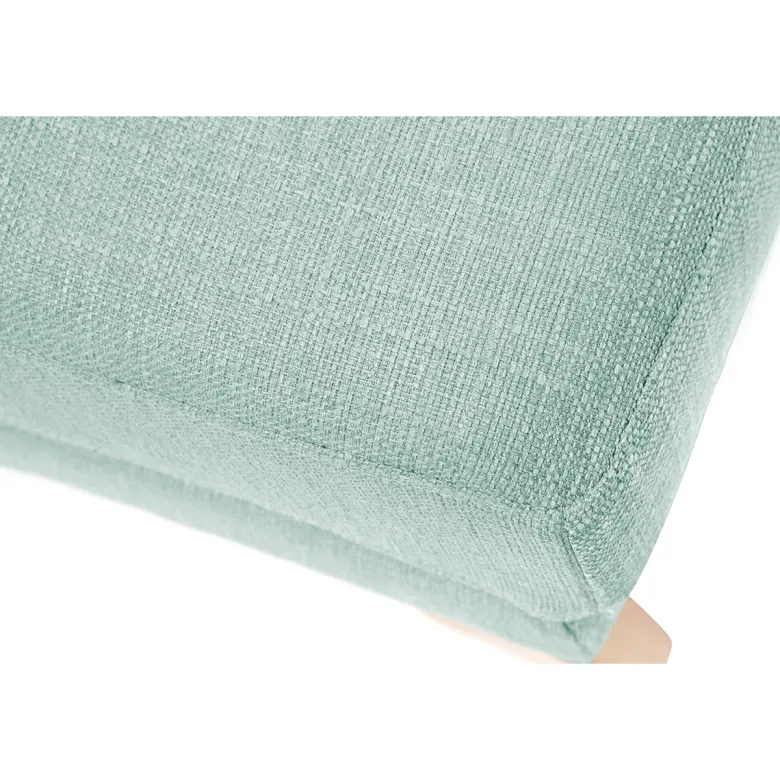 Pouf repose-pieds déhoussable en tissu vert lagon et bois clair oslo