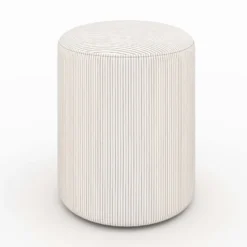 Pouf rond en velours côtelé beige - lily