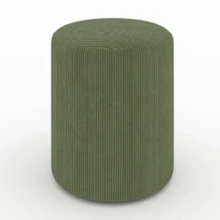 Pouf rond en velours côtelé vert - lily