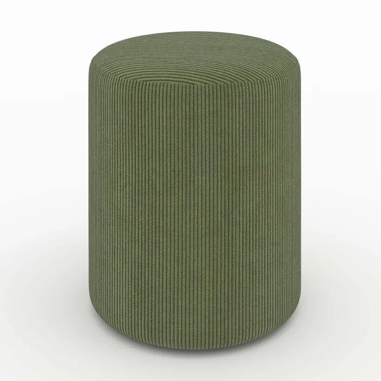 Pouf rond en velours côtelé vert - lily
