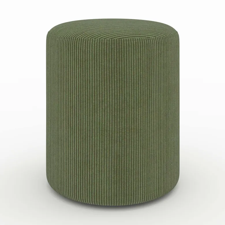 Pouf rond en velours côtelé vert - lily