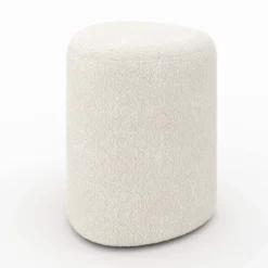 Pouf triangulaire en tissu bouclé beige - emmy