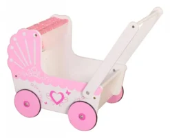 Poussette pour poupée en bois poussoir