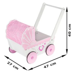 Poussette pour poupée en bois poussoir