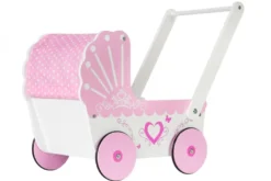 Poussette pour poupée en bois poussoir