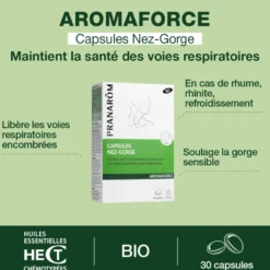 Pranarom - capsules nez-gorge aux huiles essentielles - bio