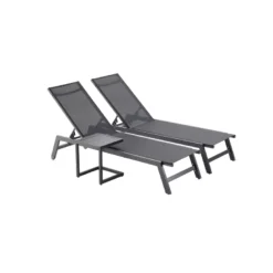 Prato lot de 2 transats et une table d'appoint noir