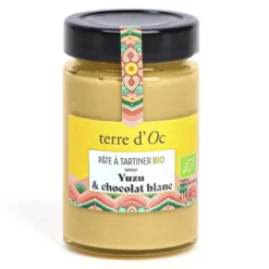 Pâte à tartiner yuzu chocolat blanc bio 215g terre d'Oc