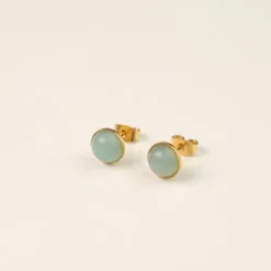 Puces rondes dorées - amazonite