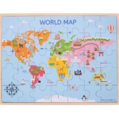 Puzzle de carte du monde en bois