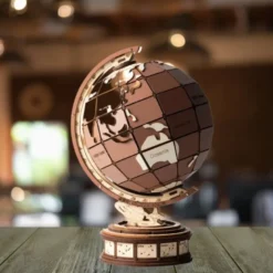 Puzzle 3d - globe terrestre en bois