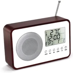 Radio réveil vintage 60's, lcd, fm, alarme, 19,2x12,5 cm