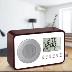 Radio réveil vintage 60's, lcd, fm, alarme, 19,2x12,5 cm
