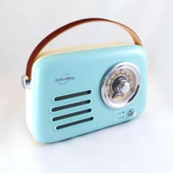 Radio vintage portative bluetooth bleue