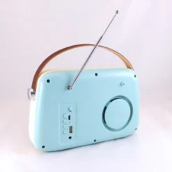 Radio vintage portative bluetooth bleue
