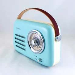 Radio vintage portative bluetooth bleue