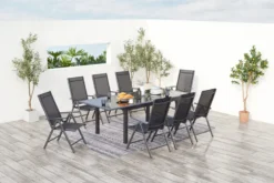 Ravenne table de jardin et 8 chaises en aluminium gris