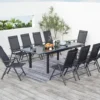 Ravenne table de jardin et 10 chaises en aluminium gris