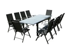 Ravenne table de jardin et 10 chaises en aluminium gris