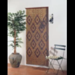 Rideau bois verni 90x200cm losange naturel-caramel