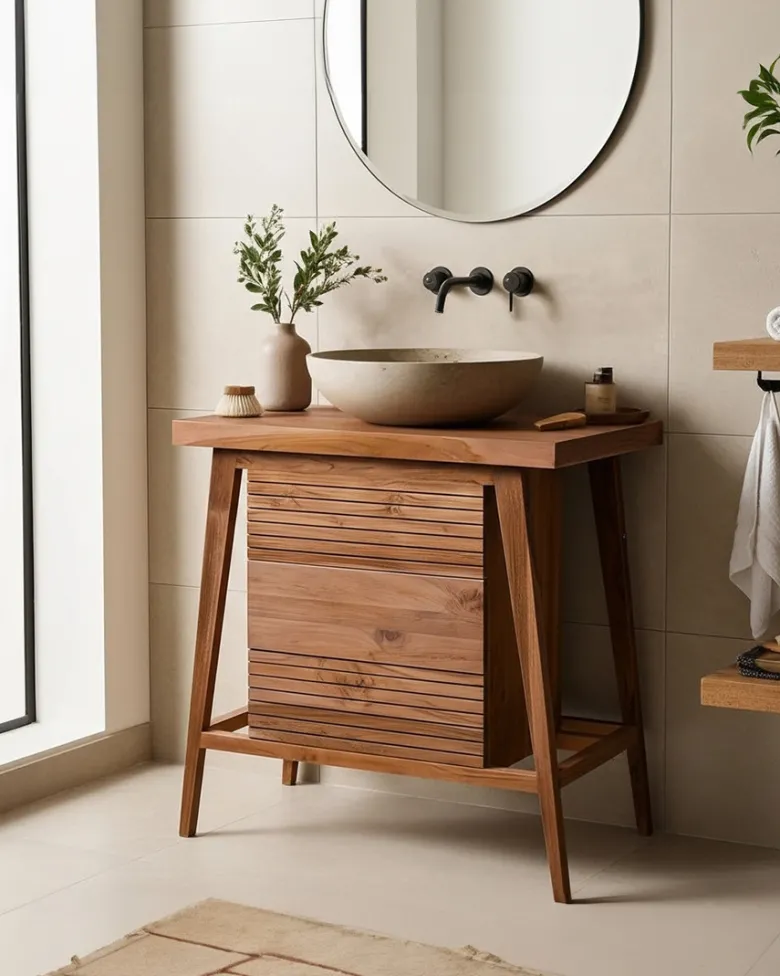 Rio - petit meuble de salle de bain en teck massif