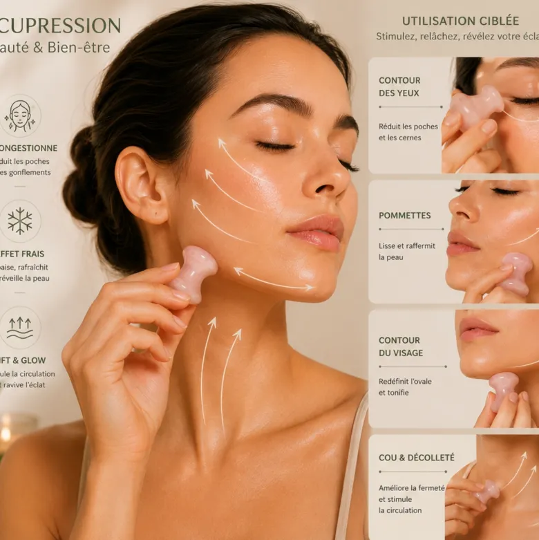 Rituel visage douceur du quartz en pierre véritable pour redessiner les traits