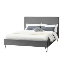 Riverside lit 140 x 190 cm en velours gris et noir
