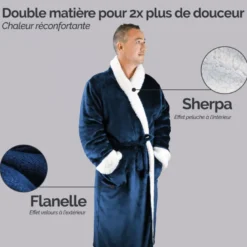 Robe de chambre polaire bleu - L/XL
