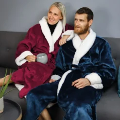 Robe de chambre polaire bleu - L/XL