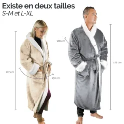 Robe de chambre polaire grise - L/XL