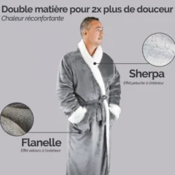 Robe de chambre polaire grise - L/XL