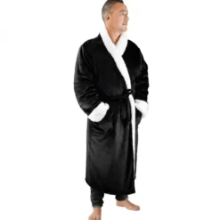 Robe de chambre polaire noire - L/XL
